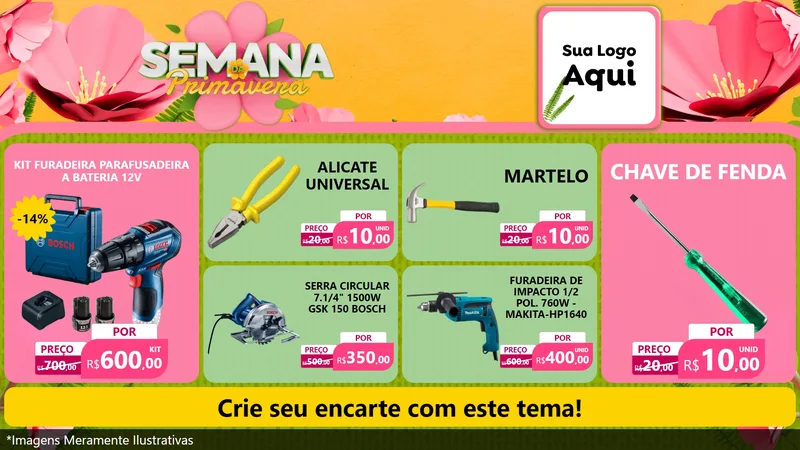 Modelo de TV para TV Horizontal com o tema Semana da Primavera para Maquinas e Ferramentas