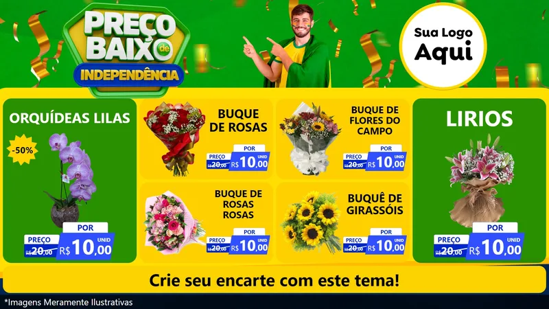 Modelo de TV para TV Horizontal com o tema Preço Baixo de Independência para Floricultura e jardim