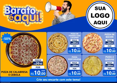 Modelo de Encarte para Encarte A4 Horizontal com o tema Barato é aqui para Pizzaria