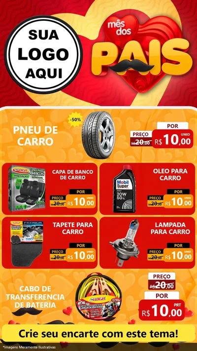 Modelo de TV para TV Vertical com o tema Mês Dos Pais para Auto peças