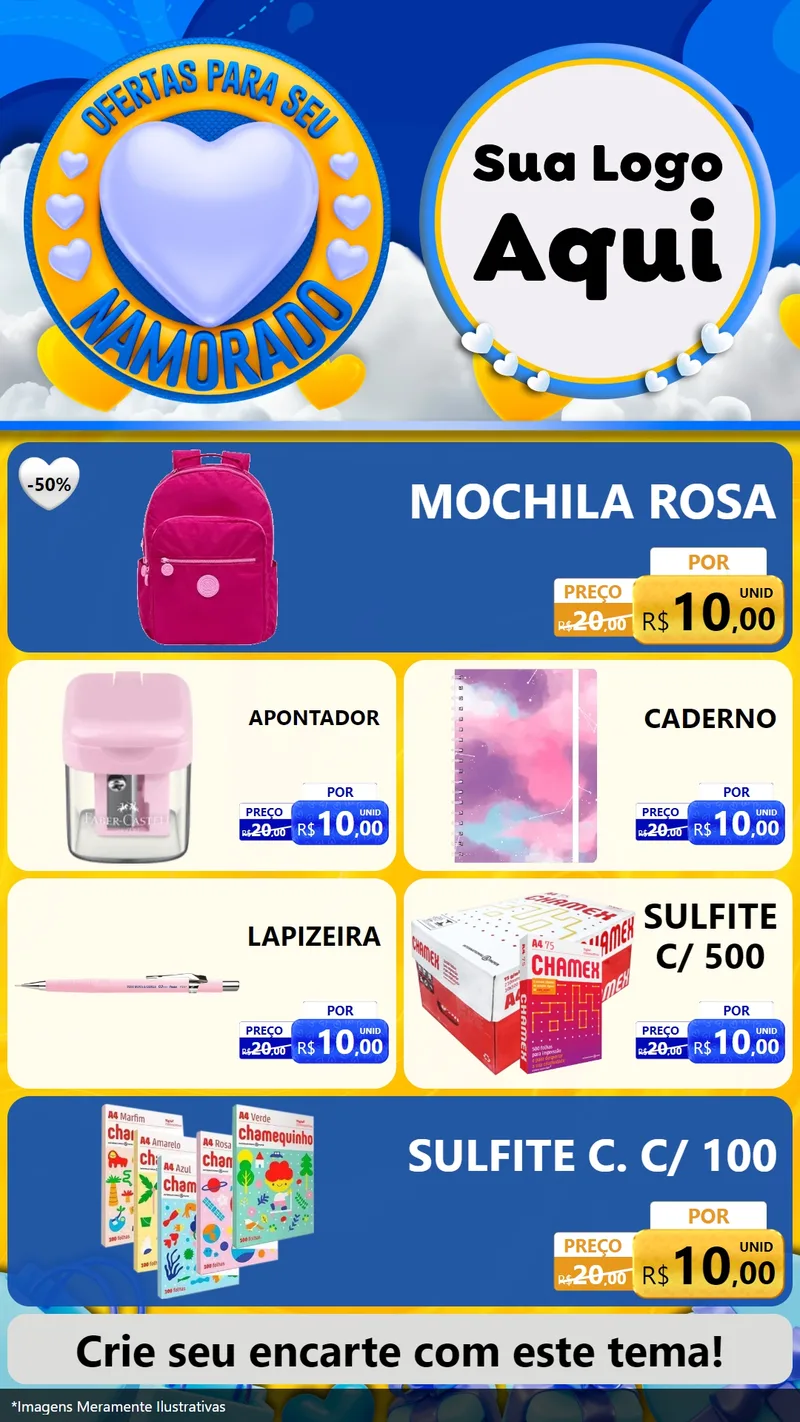 Modelo de TV para TV Vertical com o tema Ofertas Para Seu Namorado para Papelaria