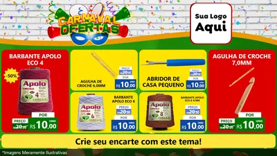 Modelo de TV para TV Horizontal com o tema Carnaval de Ofertas para Armarinho e Aviamentos