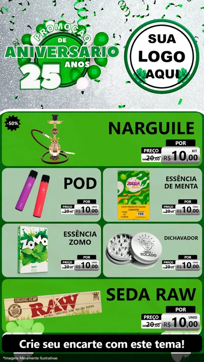 Modelo de TV para TV Vertical com o tema Promoção de Aniversário - 25 Anos para Tabacaria