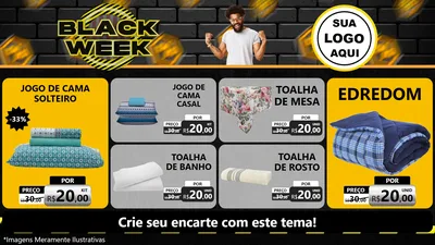 Modelo de TV para TV Horizontal com o tema Black Week para Cama, Mesa e Banho