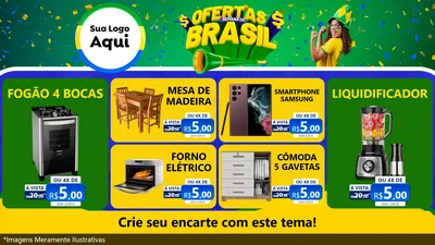 Modelo de TV para TV Horizontal com o tema Ofertas Semana do Brasil para Móveis e Eletro