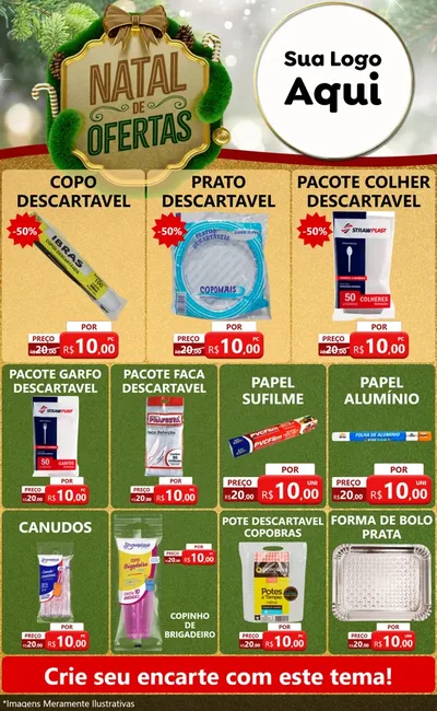 Modelo de Encarte para Encarte Grande com o tema Ofertas de Natal para Embalagens