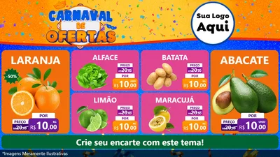 Modelo de TV para TV Horizontal com o tema Carnaval de Ofertas para Hortifrúti