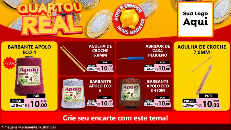 Modelo de TV para TV Horizontal com o tema Quartou do Real para Armarinho e Aviamentos