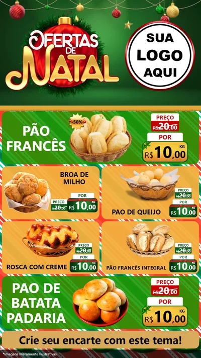 Modelo de TV para TV Vertical com o tema Ofertas de Natal para Padaria