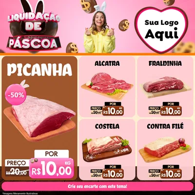 Modelo de Rede Social para Feed Facebook com o tema Liquidação de Páscoa para Açougue