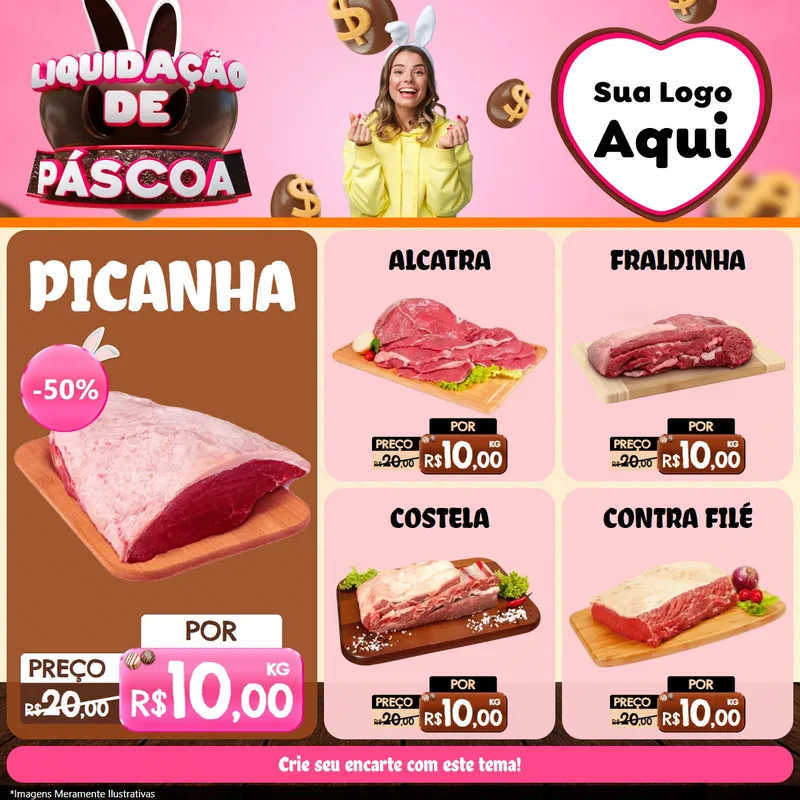 Modelo de Rede Social para Feed Facebook com o tema Liquidação de Páscoa para Açougue