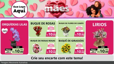 Modelo de TV para TV Horizontal com o tema Dia das Mães para Floricultura e jardim