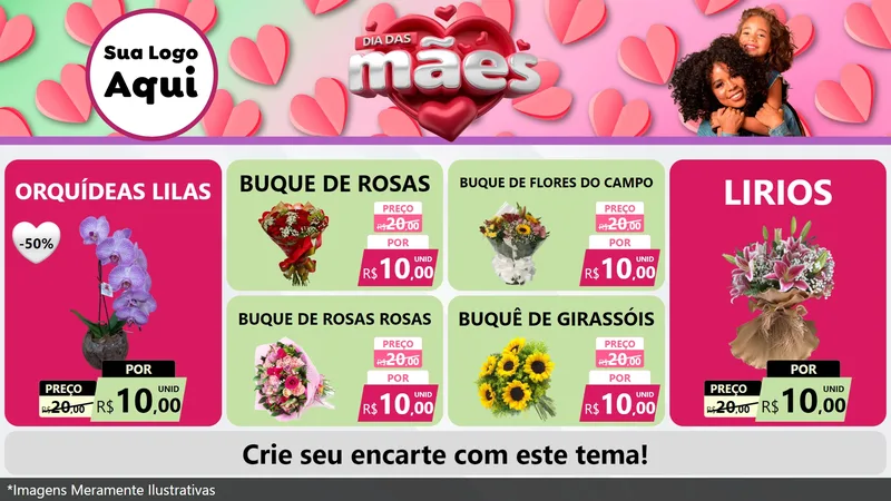 Modelo de TV para TV Horizontal com o tema Dia das Mães para Floricultura e jardim