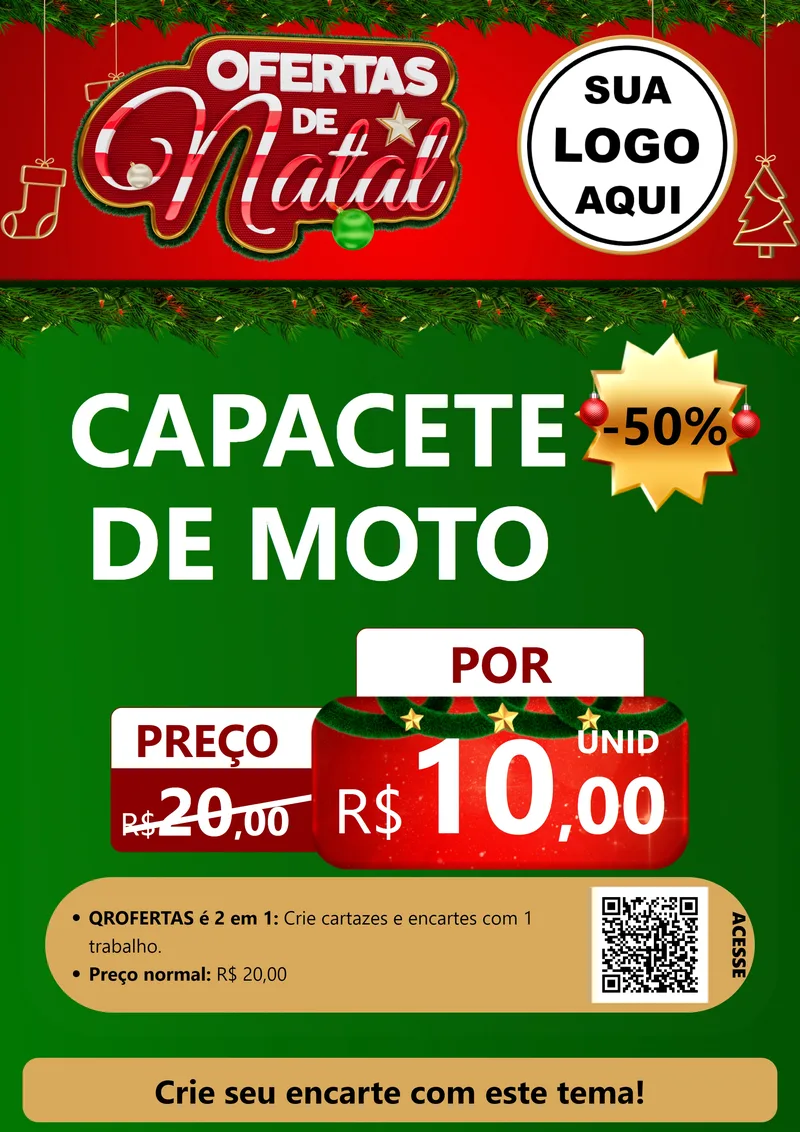 Modelo de Cartaz para Cartaz A4 Vertical com o tema Ofertas de Natal para Moto peças