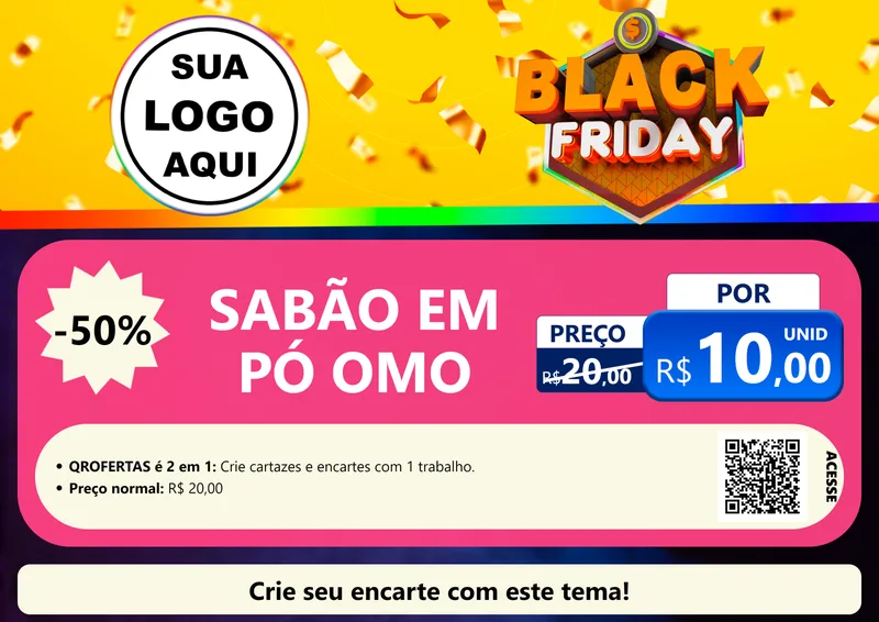 Modelo de Cartaz para Cartaz A4 Horizontal com o tema Black Friday para Produtos de Limpeza
