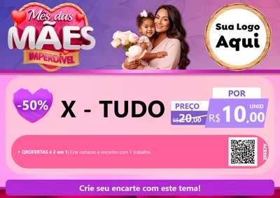 Modelo de Cartaz para Cartaz A4 Horizontal com o tema Mês das Mães Imperdível para Hamburgueria