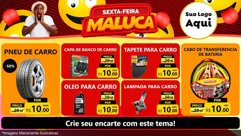 Modelo de TV para TV Horizontal com o tema Sexta-feira Maluca para Auto peças