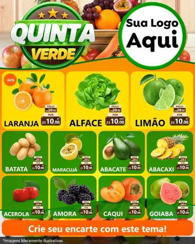Modelo de Rede Social para Feed Instagram com o tema Quinta Verde para Hortifrúti