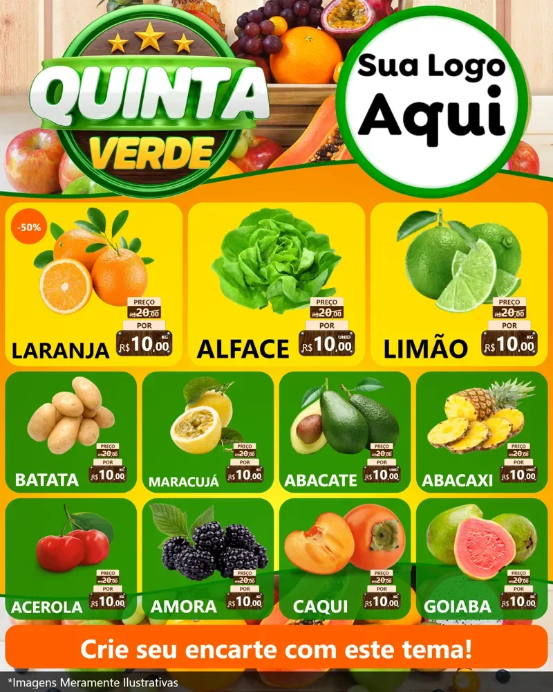Modelo de Rede Social para Feed Instagram com o tema Quinta Verde para Hortifrúti