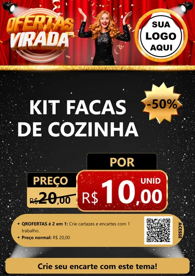 Modelo de Cartaz para Cartaz A4 Vertical com o tema Ofertas da Virada para Utilidades Domésticas