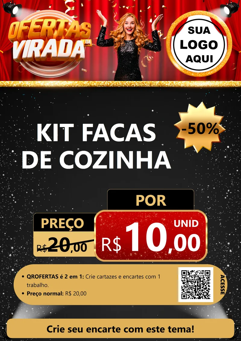 Modelo de Cartaz para Cartaz A4 Vertical com o tema Ofertas da Virada para Utilidades Domésticas