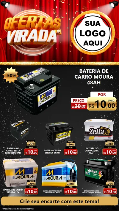 Modelo de Rede Social para Stories com o tema Ofertas da Virada para Baterias Elétricas