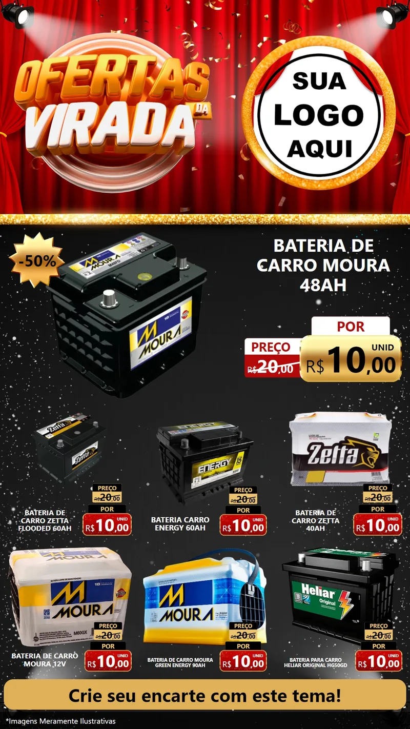 Modelo de Rede Social para Stories com o tema Ofertas da Virada para Baterias Elétricas