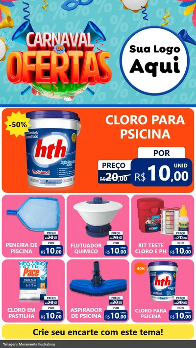 Modelo de Rede Social para Stories com o tema Carnaval de Ofertas para Produtos para Piscina