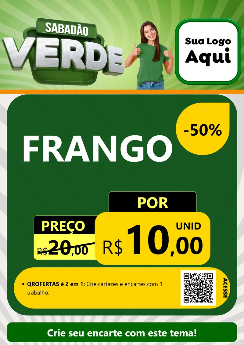 Modelo de Cartaz para Cartaz A4 Vertical com o tema Sabadão Verde para Assados