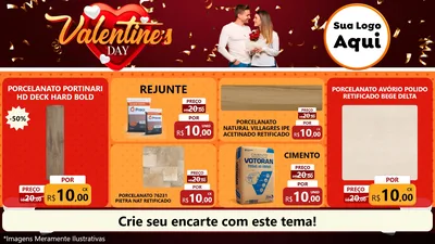 Modelo de TV para TV Horizontal com o tema Valentine's Day para Pisos e revestimentos