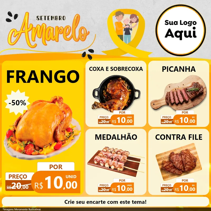 Modelo de Rede Social para Feed Facebook com o tema Setembro Amarelo para Assados