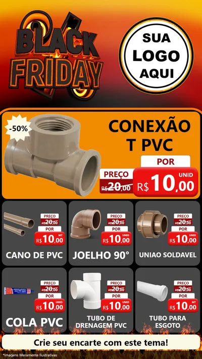 Modelo de Rede Social para Stories com o tema Black Friday para Tubos e conexões