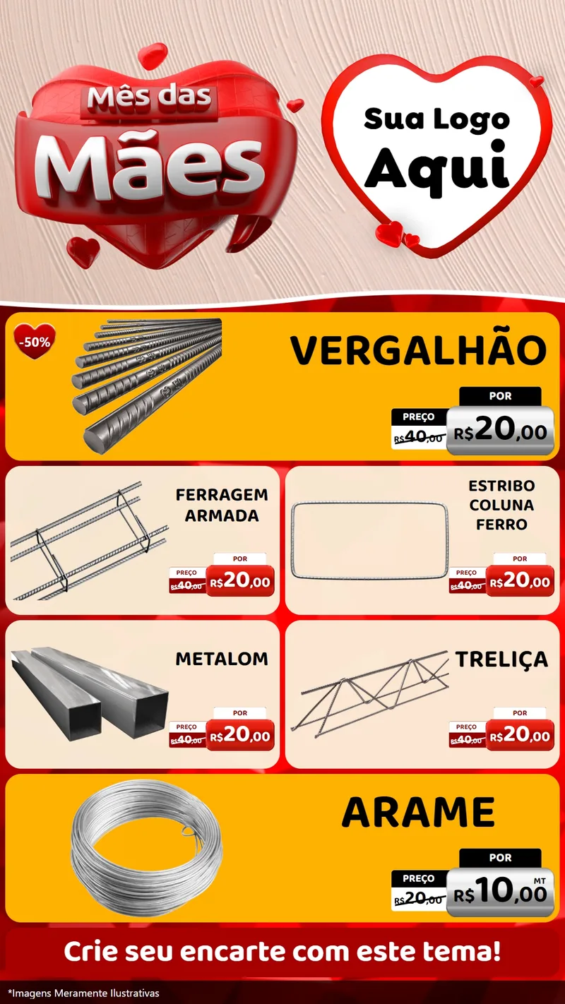 Modelo de TV para TV Vertical com o tema Mês das Mães para Ferragens