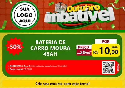 Modelo de Cartaz para Cartaz A4 Horizontal com o tema Outubro Imbatível para Baterias Elétricas