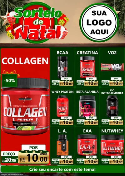 Modelo de Encarte para Encarte A4 Vertical com o tema Sorteio de Natal para Suplementos alimentares