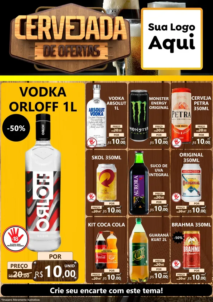 Modelo de Encarte para Encarte A4 Vertical com o tema Cervejada de Ofertas para Distribuidora de bebidas