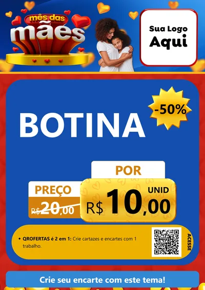 Modelo de Cartaz para Cartaz A4 Vertical com o tema Mês das Mães para Agropecuária