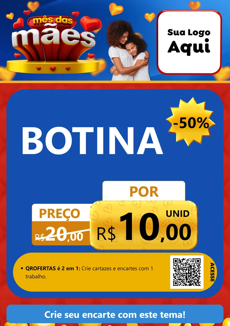 Modelo de Cartaz para Cartaz A4 Vertical com o tema Mês das Mães para Agropecuária