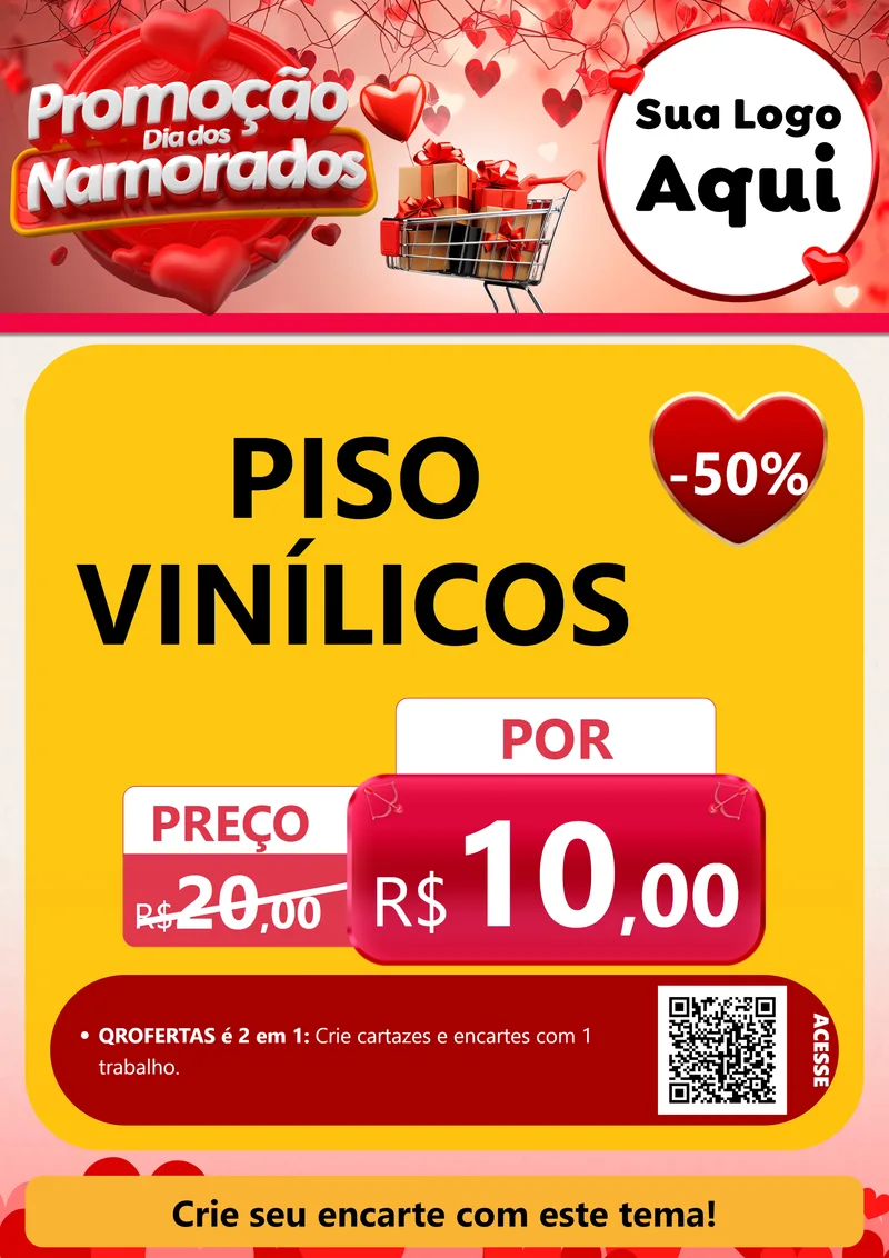 Modelo de Cartaz para Cartaz A4 Vertical com o tema Promoção Dia dos Namorados para Material para Construção