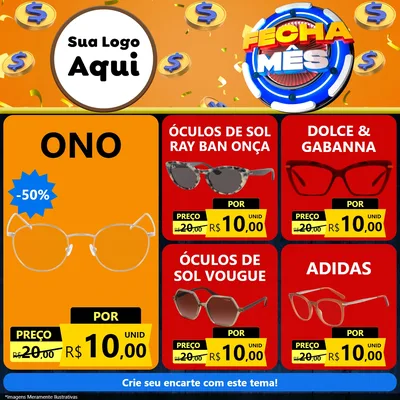 Modelo de Rede Social para Feed Facebook com o tema Fecha Mês para Óticas
