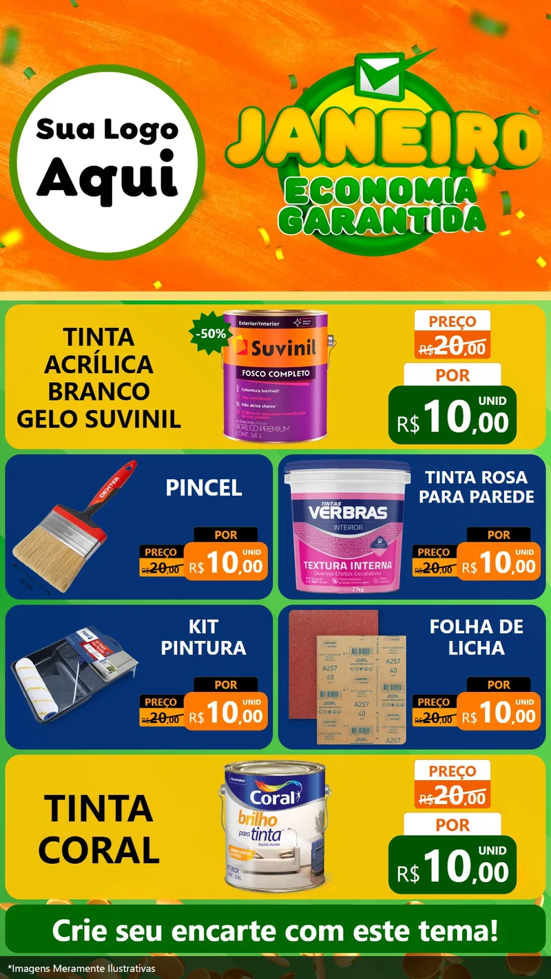 Modelo de TV para TV Vertical com o tema Janeiro - Economia Garantida para Tintas e Ferramentas
