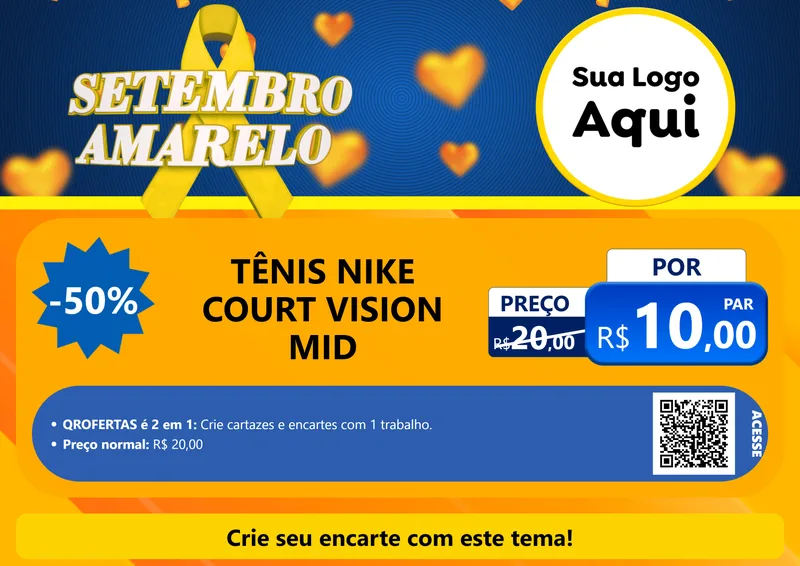Modelo de Cartaz para Cartaz A4 Horizontal com o tema Setembro Amarelo para Calçados