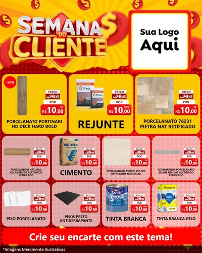 Modelo de Rede Social para Feed Instagram com o tema Semana do Cliente para Pisos e revestimentos
