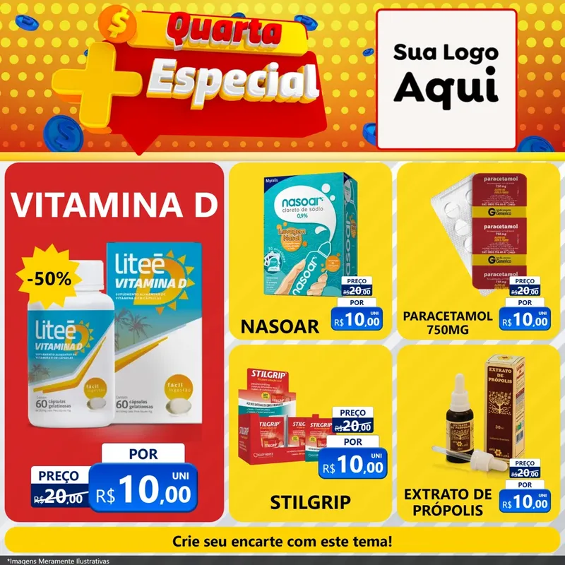Modelo de Rede Social para Feed Facebook com o tema Quarta Mais Especial para Farmácia