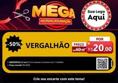 Modelo de Cartaz para Cartaz A4 Horizontal com o tema Mega Reinauguração para Ferragens
