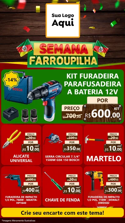 Modelo de Rede Social para Stories com o tema Semana Farroupilha para Maquinas e Ferramentas