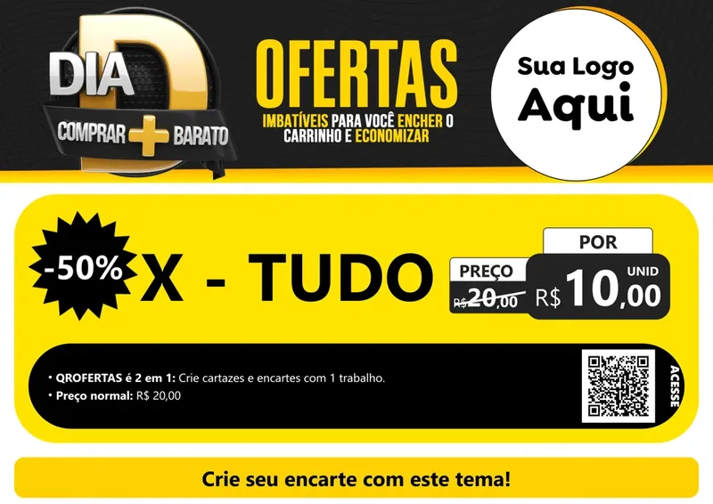 Modelo de Cartaz para Cartaz A4 Horizontal com o tema Dia D Mais Economia para Hamburgueria
