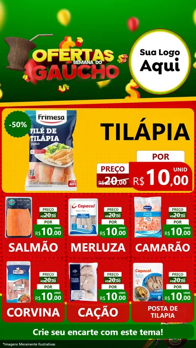 Modelo de Rede Social para Stories com o tema Ofertas Semana Do Gaúcho para Peixaria
