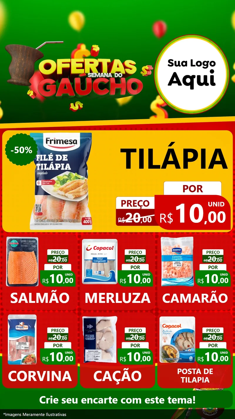 Modelo de Rede Social para Stories com o tema Ofertas Semana Do Gaúcho para Peixaria