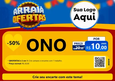 Modelo de Cartaz para Cartaz A4 Horizontal com o tema Arraiá de Ofertas - Junina para Óticas
